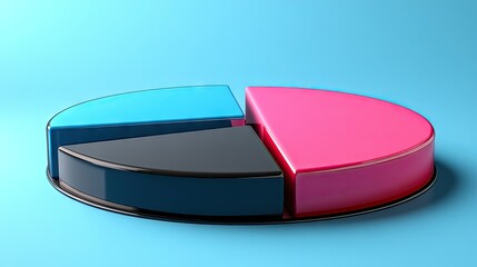 Wall Mural - 3d pie chart data visualization: blue, pink, and black segments