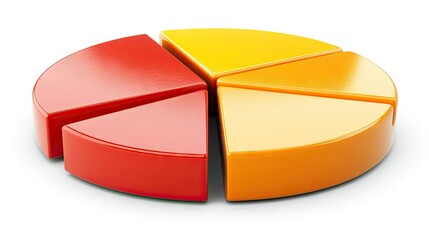 Wall Mural - 3d pie chart with red and orange sections