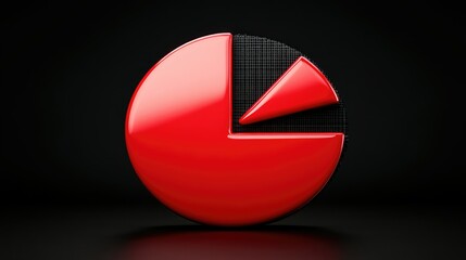 Wall Mural - 3d red pie chart data visualization