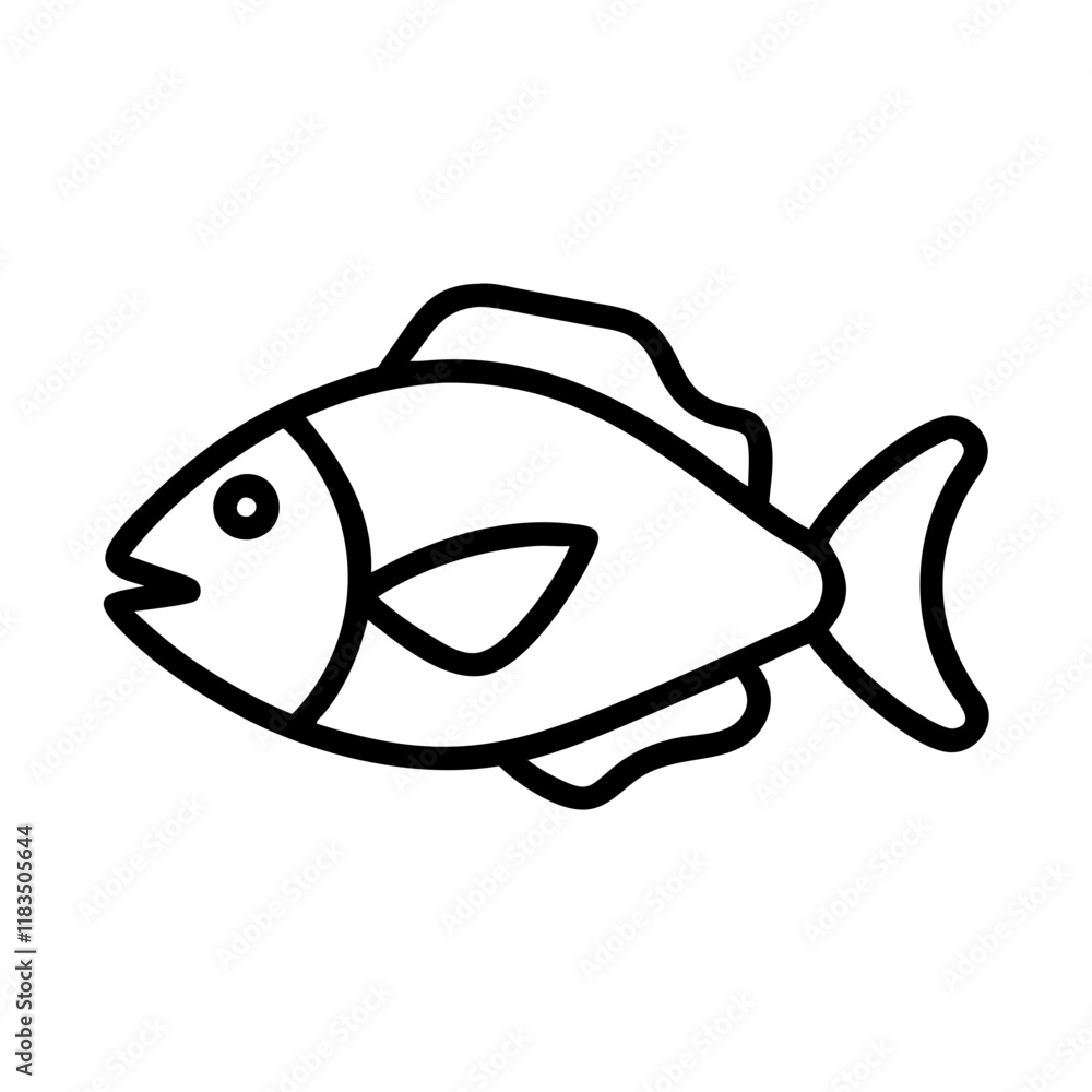 Snapper Line Drawing snapper icon, fish line art, fish vector - simple black line art icon ...
