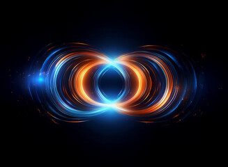 Wall Mural - intricate, luminous rings intertwine, creating a mesmerizing, symmetrical energy flow against a dark