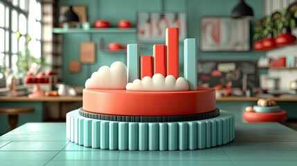 Wall Mural - abstract 3d render of a bar chart showing growth