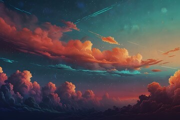 Wall Mural - retro sky background Generative A