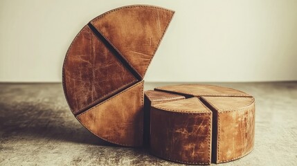 Wall Mural - abstract brown metal pie chart data visualization