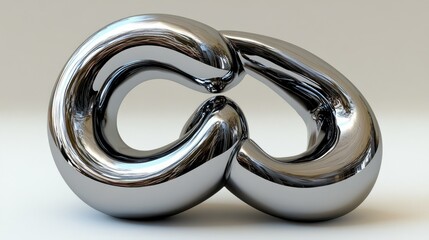 Wall Mural - Abstract Chrome Sculpture Intertwined Loops