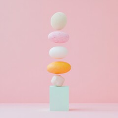 Poster - Pastel Minimalism Floating Ingredients in a Surreal Culinary Display