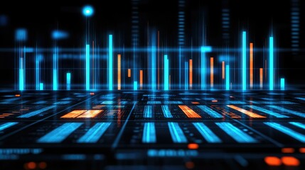Wall Mural - abstract futuristic digital data visualization with glowing lines and energy signals