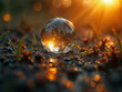© ASPmedia - raindrop macro in golden sun rays . Generative AI