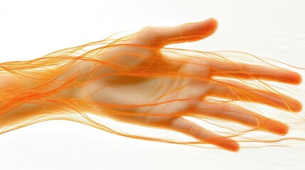 Wall Mural - abstract orange hand network design