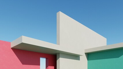 Leinwandbilder - 3d illustration of abstract minimal architecture background, geometric architectural design, 3d rendering