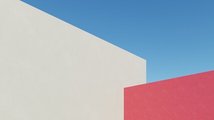 Leinwandbilder - 3d illustration of abstract minimal architecture background, geometric architectural design, 3d rendering
