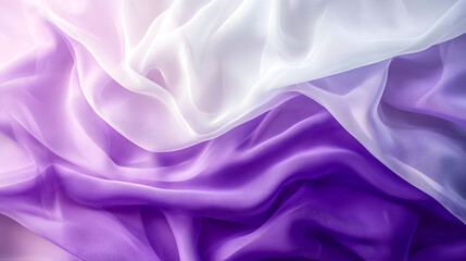 Wall Mural - abstract background of white, light purple and purple fabric with a flowing texture.