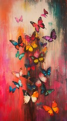 Canvas Print - Vibrant Butterfly Symphony: A Colorful Canvas of Nature's Beauty