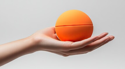 Wall Mural - bright orange sphere held in a hand