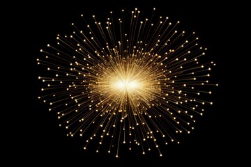 Wall Mural - golden optical fibers exploding with light and data creating a futuristic and technological atmosphe