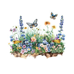 Wall Mural - flowers and butterflies