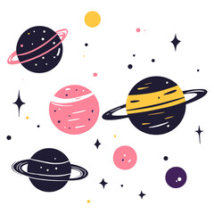 Wall Mural - a group of planet illustration universe planets vector