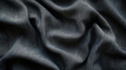 Soft folded dark fabric texture with natural organic fiber details