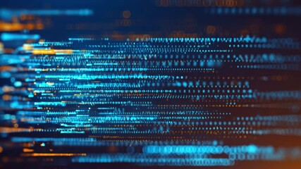 Abstract blue technology background. Concept animation of binary data and streaming code.