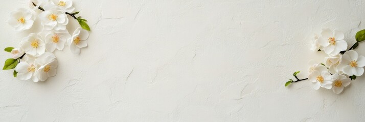Aufkleber - Minimalist Springtime White Floral Arrangement on Neutral Background