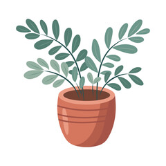 Houseplant in a pot. Vector illustration isolated on white background.