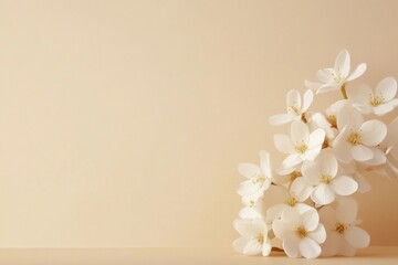 Aufkleber - Delicate White Blossoms in Soft Sunlight Minimalist Spring Aesthetic