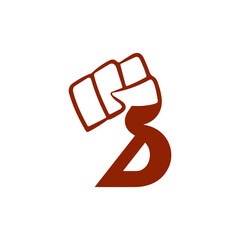 Creative Minimalist Letter B Fist Logo Design Vector Illustration