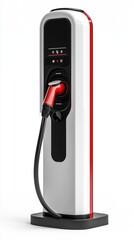 Wall Mural - Electric vehicle charging station displaying charging status on white background