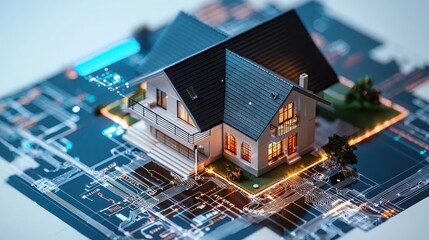 Innovative smart home automation program enhancing user experience residential setting digital model modern environment aerial view technology integration