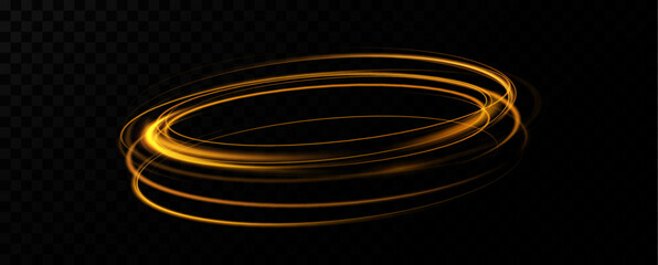 Poster - Shiny vortex rings shimmer on a transparent background. Sparkling circles with light effect. Light circle swirl neon lighting effect, spiral light lines.	