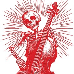 Wall Mural - Skeleton playing cello, artistic graphic