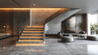 © Lo2zy - Modern luxury apartment interior with illuminated staircase.