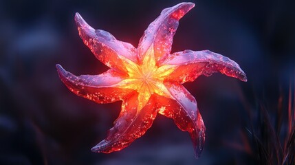 glowing abstract flower in dark setting