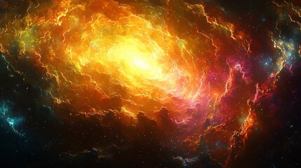 Wall Mural - fiery nebula swirls in cosmic space.
