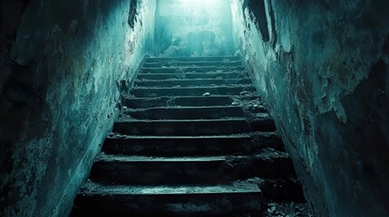 Wall Mural - Dark Descent: Exploring a Forgotten Staircase