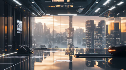 Poster - A business center was built in one of the districts of the metropolis, 3d rendering