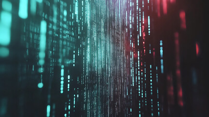 abstract visualization of programming code with software development concepts on a digital backgroun