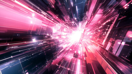 Fototapete - Abstract lines comming together and defining the direction, technology background