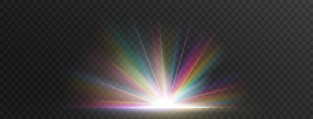 Wall Mural - lens explosion, spark, spark. glowing bright light explosion effect. crystal the effect of a bright 