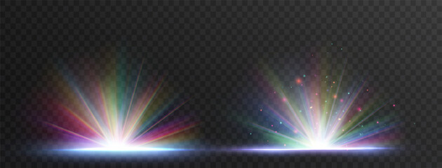Wall Mural - lens explosion, spark, spark. glowing bright light explosion effect. crystal the effect of a bright 