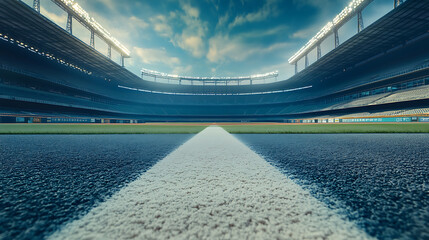 Poster - Baseball on the infield chalk line of a professional stadium