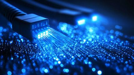 Aufkleber - Luminous blue network connection with sparkling dots background, based on