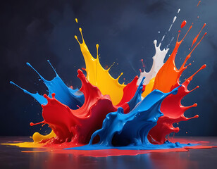 Canvas Print - Abstract art with splashes of bold primary colors.