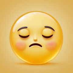 A sleepy emoji face with half-closed eyes and a relaxed expression, conveying drowsiness or the desire to sleep in bright yellow tones.
