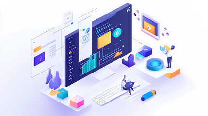 Fototapete - Programming and ux development technology
