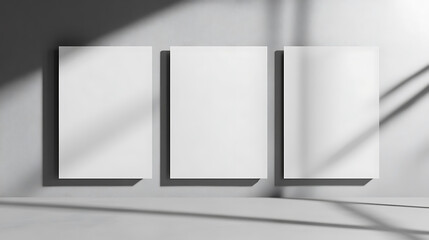 Aufkleber - Three blank brochures on gray background, based on