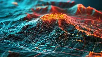 Poster - Using digital radar to map terrain, communication technology concept