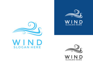 wind or wave blue color logo design. abstract wind logo vector