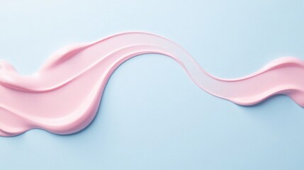 Poster - Swirling Pink Cream on a Pale Blue Background, Ideal for Beauty Product Advertising