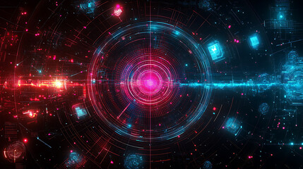 Leinwandbilder - Futuristic technology for global data analysis complexity graphs and analytical diagrams in technology background bright neon dark